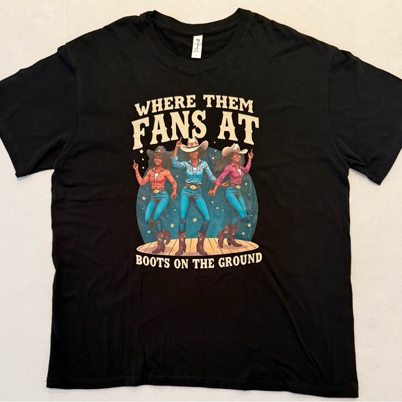 poocp Other - Where Them Fans At Boots on the Ground Graphic XL Tee - Black